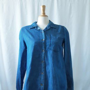 Blue Denim-Like Button Down Shirt